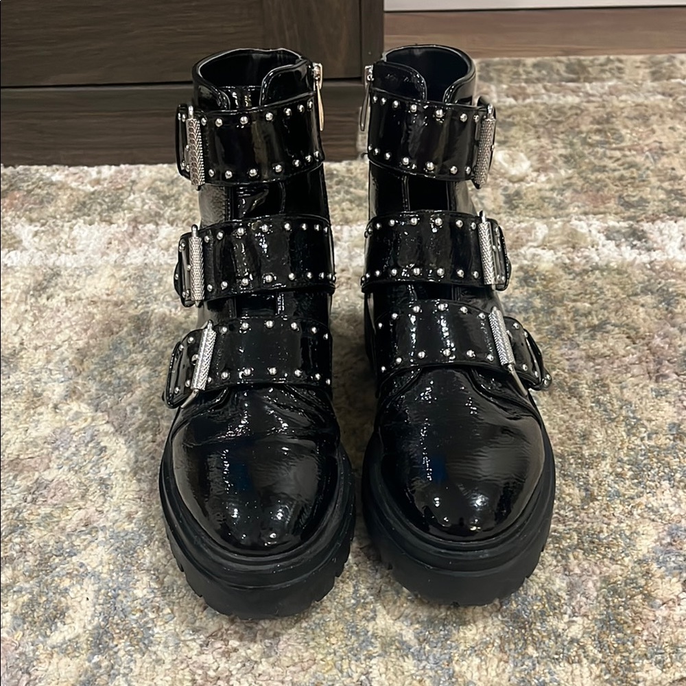 Stylish Black Buckle Ankle Boots